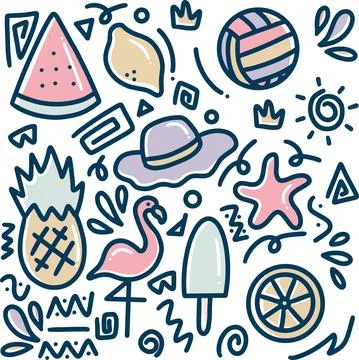 Hand drawn beach doodle Stock Illustration