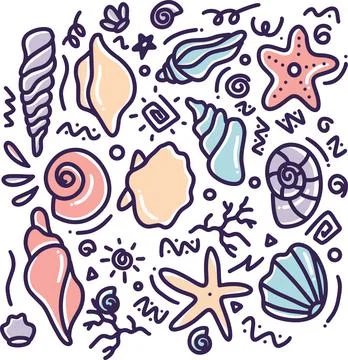 Hand drawn beach doodle Stock Illustration