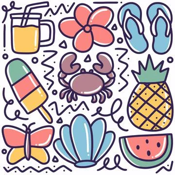 Hand drawn beach doodle Illustrazione stock