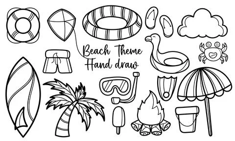 Hand drawn with a beach theme 스톡 일러스트