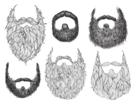 Hand Drawn Beard Set Illustrazione stock