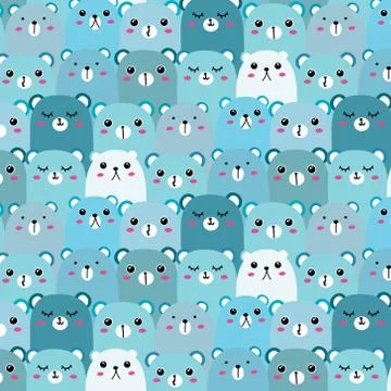 Hand Drawn Bears Vector Pattern Background. Fun Doodle. Illustrazione stock
