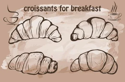 Hand drawn beautiful Croissant vector illustration イラスト素材