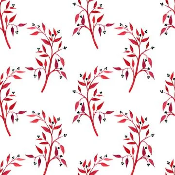 Hand drawn beautiful frame set in watercolor style branches with berries on a Stock-Illustration