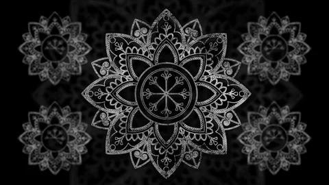Hand Drawn Beautiful Mandala Pattern for Diwali in a Black Background Video stock 125023551