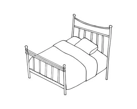 Hand drawn bed in sketch style Stock Illustration