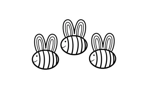 Hand drawn bee with cheerful face Stock-Illustration