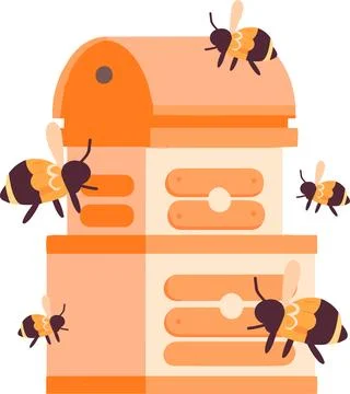 Hand Drawn Beekeeping box or bee house in flat style Illustrazione stock