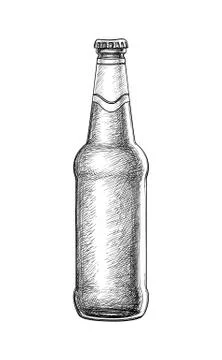 Hand drawn beer bottle. Stock Illustration