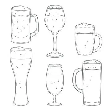 Hand drawn beer drawing elements Stockillustratie