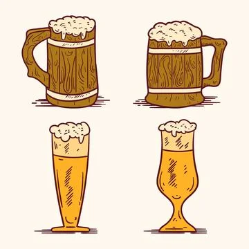 Hand drawn beer drawing elements Stock Illustration