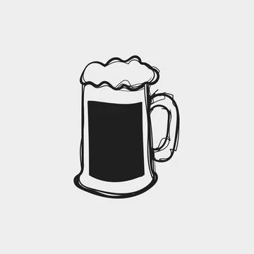 Hand-Drawn Beer Mug with Foam Vector Illustration Stock Illustration