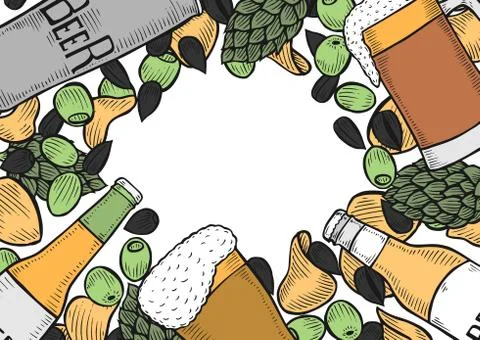 Hand drawn beer set Illustrazione stock