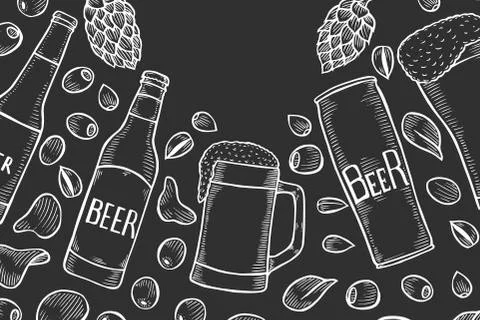 Hand drawn beer set Illustrazione stock