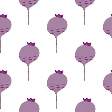 Hand drawn beet seamless pattern on white background. Doodle beetroot wallpap 스톡 일러스트