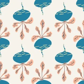Hand drawn beet seamless pattern background. Vintage beetroot backdrop. 库存插图
