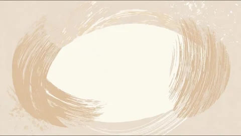 Hand drawn beige brush circle wreath frame border copy space text overlay s.. Stock Footage 339791668