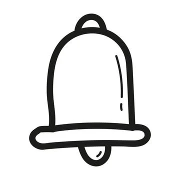 Hand drawn bell notification icon in doodle style isolated Stock Illustration