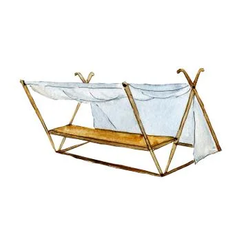 Hand drawn bench with a canopy Stock Illustration