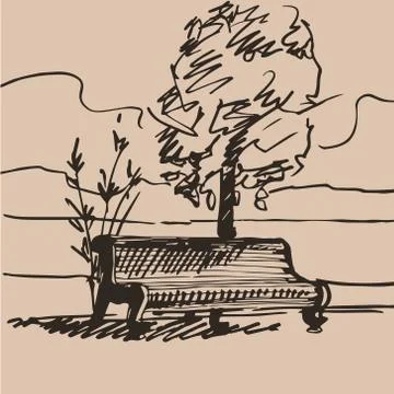 Hand drawn bench Stock Illustration