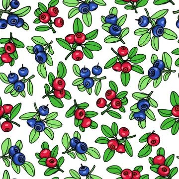 Hand drawn berry pattern Stock Illustration