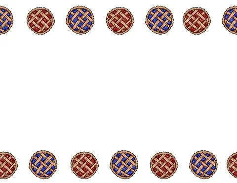 Hand drawn berry pies vector outline doodles seamless border pattern. Cute co 스톡 일러스트