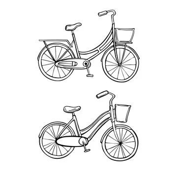 Hand drawn bicycles. Vector sketch illustration Stock Illustration