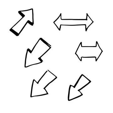 Hand drawn big arrows set Stock Illustration