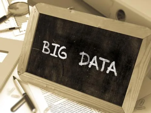 Hand Drawn Big Data Concept on Small Chalkboard Stock Illustration