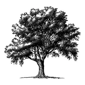 Hand drawn big tree illustration. Stock Illustration