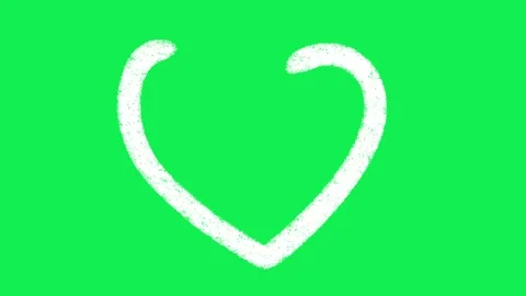 Hand Drawn Big White Chalk Heart Animated Graphic on Green Screen Stockbeeldmateriaal 336104353