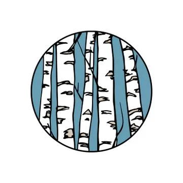 Hand drawn birch tree trunks Stock Illustration
