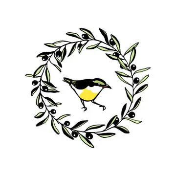 Hand drawn bird emblem Stock Illustration