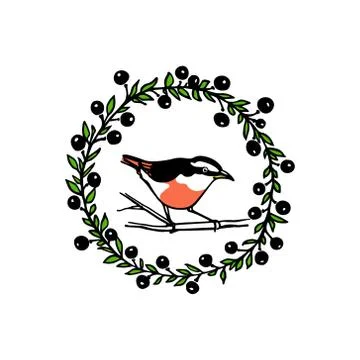 Hand drawn bird emblem Stock Illustration