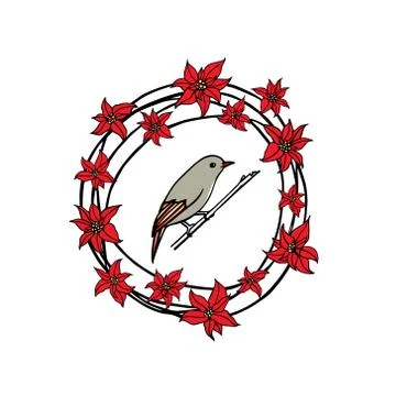 Hand drawn bird emblem Stock Illustration