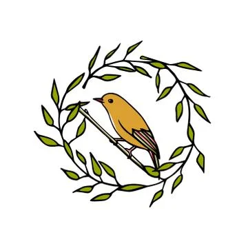 Hand drawn bird emblem Stock Illustration