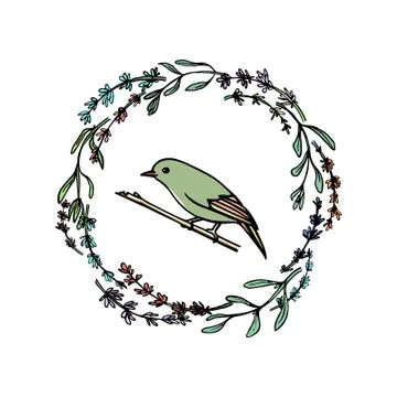 Hand drawn bird emblem Stock Illustration