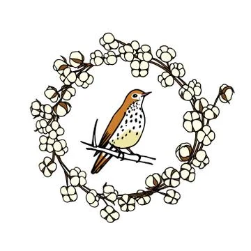 Hand drawn bird emblem Stock Illustration