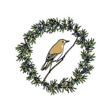 Hand drawn bird emblem Illustrazione stock