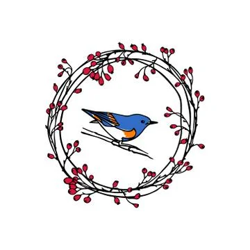 Hand drawn bird emblem Stock Illustration