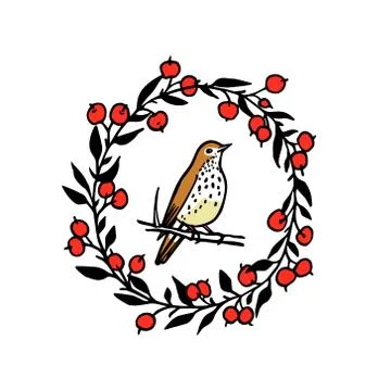 Hand drawn bird emblem Stock Illustration