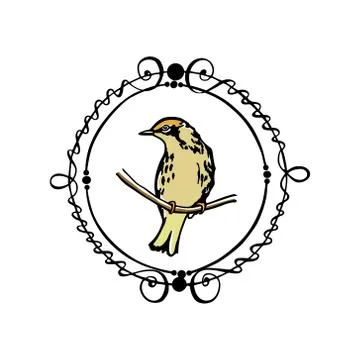 Hand drawn bird emblem Stock Illustration