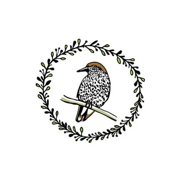 Hand drawn bird emblem Stock Illustration