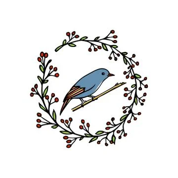 Hand drawn bird emblem Stock Illustration