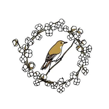Hand drawn bird emblem Stock Illustration