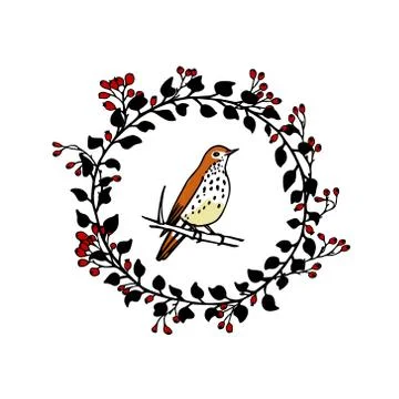 Hand drawn bird emblem Illustrazione stock