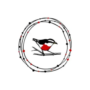 Hand drawn bird emblem Stock Illustration