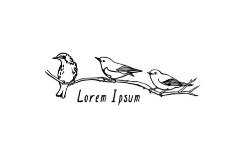 Hand drawn birds Stock Illustration