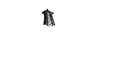 Hand drawn black and white animation doodle of Eiffel towel in Paris and Stock Footage 128490255