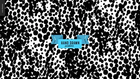 Hand drawn black and white pattern 스톡 일러스트